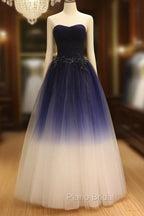Gorgeous Gradient Tulle Ball Gown Evening Dresses, Tulle Party Dresses with Applique