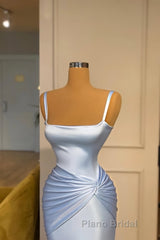 Gorgeous Long Blue Mermaid Graduation Dresses Fabulous Straps Formal Prom Dresses