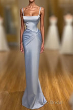 Gorgeous Long Blue Mermaid Graduation Dresses Fabulous Straps Formal Prom Dresses