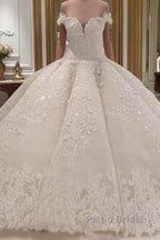 Gorgeous Long Off The Shoulder Beadings Ball Gown Wedding Dress