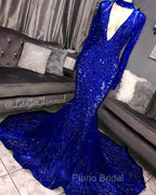 Gorgeous Mermaid Long Sleevess Deep V-neck Lace Applique Formal Prom Dresses