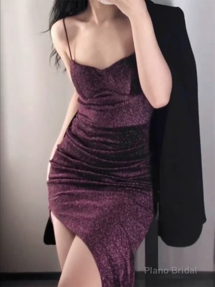 Gorgeous Mermaid Spaghetti Straps Grape Sequin Evening Dress Prom Dresses Birthday Outfits Secondary image