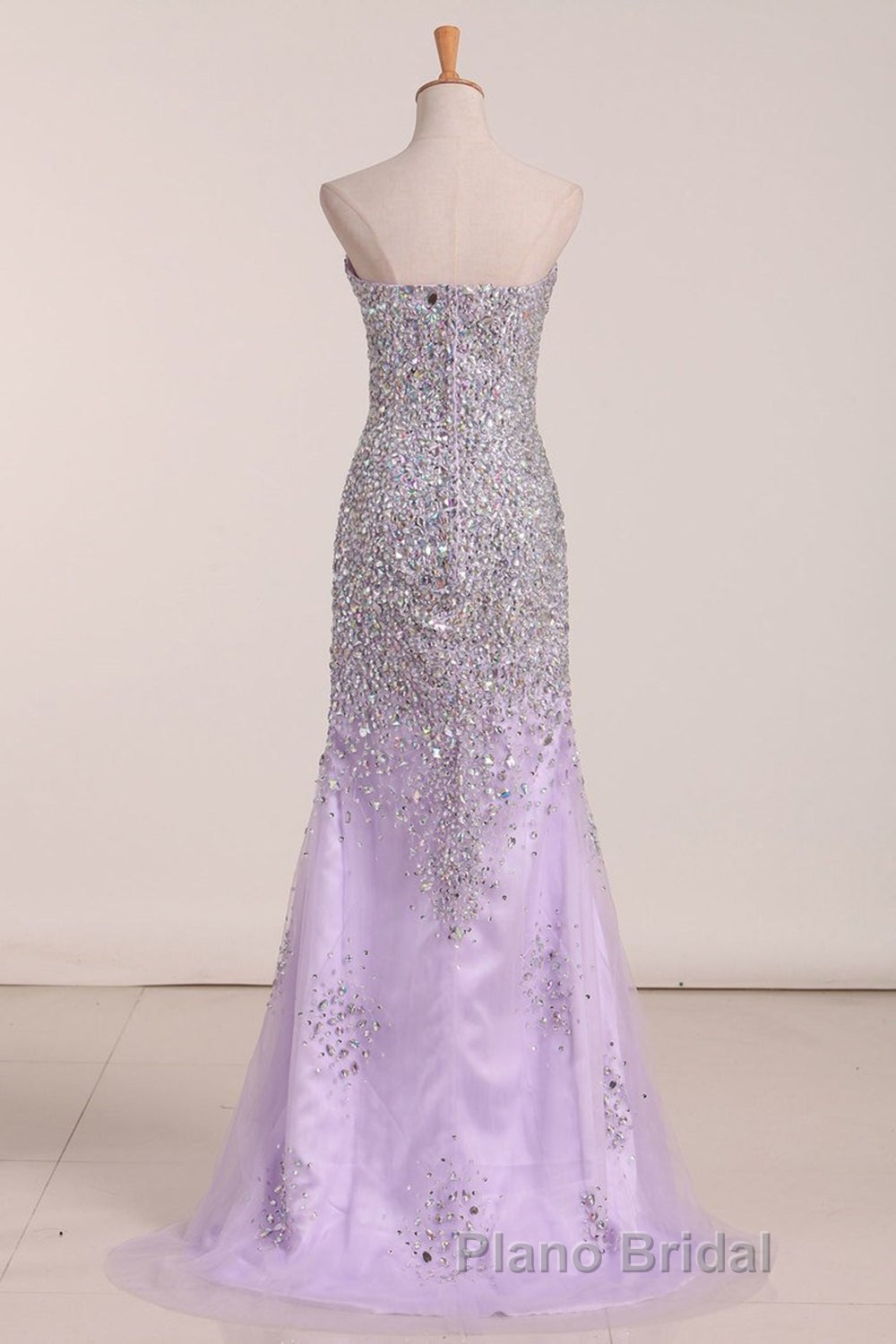 Gorgeous Mermaid Strapless Purple Beaded Long Formal Prom Dresses, Mermaid Purple Beaded Formal Evening Dresses, Purple Ball Gown