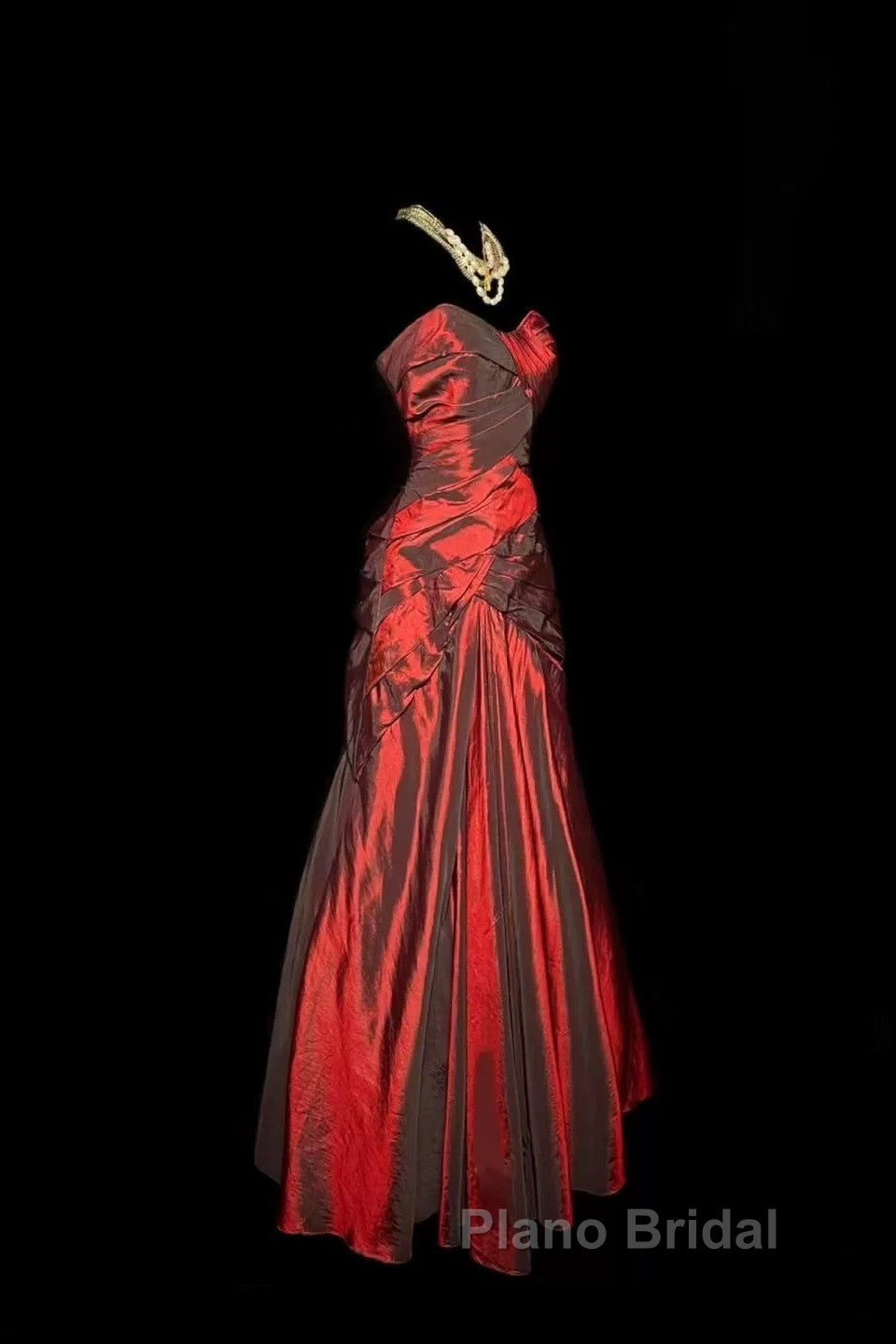 Gorgeous Mermaid Sweetheart Red Taffeta Long Evening Dresses Formal Prom Dresses Secondary image