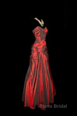 Gorgeous Mermaid Sweetheart Red Taffeta Long Evening Dresses Formal Prom Dresses