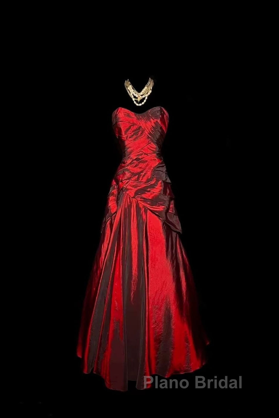 Gorgeous Mermaid Sweetheart Red Taffeta Long Evening Dresses Formal Prom Dresses