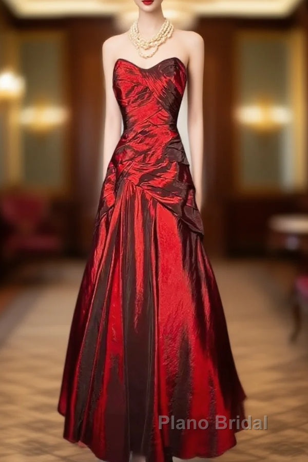 Gorgeous Mermaid Sweetheart Red Taffeta Long Evening Dresses Formal Prom Dresses Main image