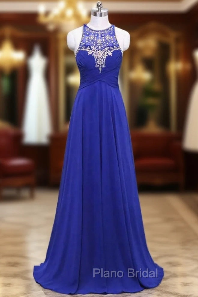 Gorgeous O-Neck Evening Dresses Sexy A Line Formal Prom Dresses See Through Back Main image