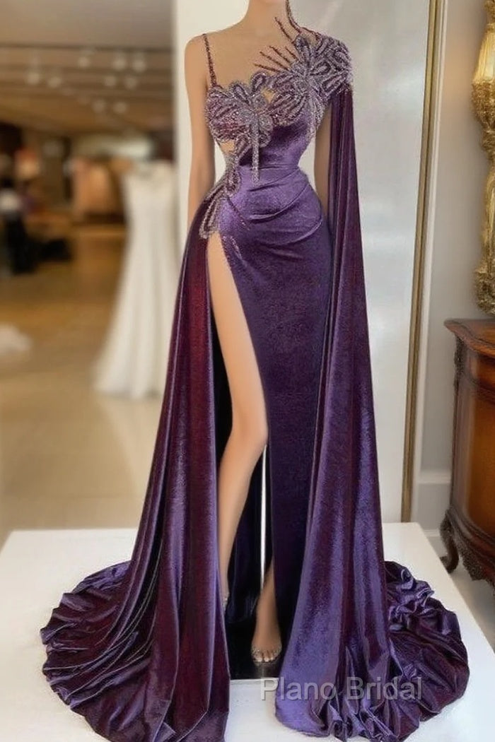 Gorgeous Purple Long Formal Prom Dresses With Split