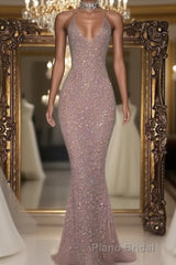 Gorgeous Sequined Mermaid Spaghetti-strap Long Sleevesless Formal Prom Party Gowns
