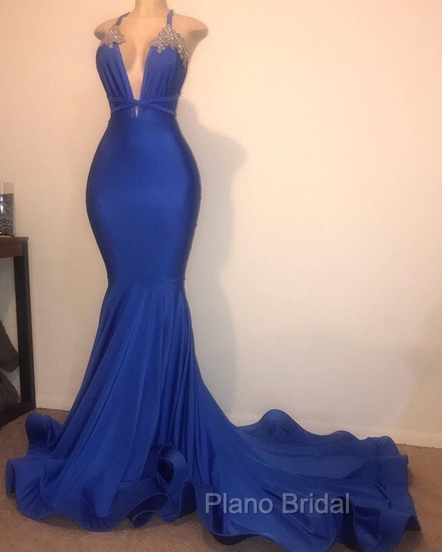 Gorgeous Spaghetti Straps Beads Appliques Formal Prom Dresses Elegant Alluring Chic V-neck Fit and Flare Evening Gowns Secondary image