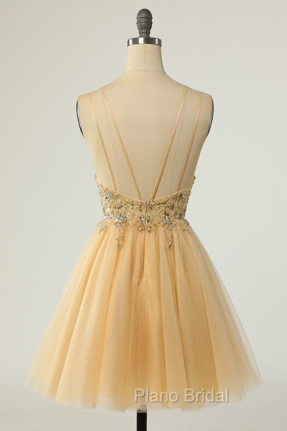 Gorgeous Yellow Homecoming Dresses A Line Spaghetti Straps Short Formal Prom Dresses with Beading