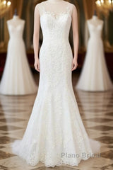 Graceful Illusion Appliques Mermaid Wedding Dress