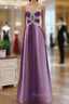 Gradient A-line Sweetheart Wedding Party Dresses, Beaded Chiffon Long Formal Prom Dresses