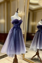 Gradient Tulle Sweetheart Knee Length Formal Prom Dresses, Cute Homecoming Dresses