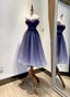 Gradient Tulle Sweetheart Knee Length Formal Prom Dresses, Cute Homecoming Dresses