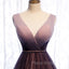 Gradient V-neckline Tulle Long Formal Prom Dresses Party Dresses, Gradient Evening Gown