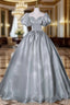 Gray Green Puff Sleeve Quinceanera Dresses