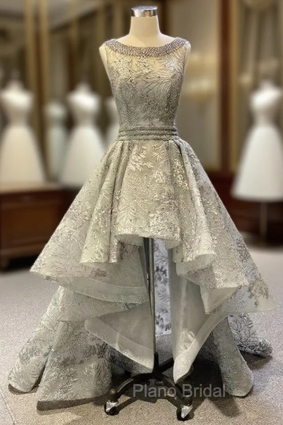 Gray  Embroidery Backless Pearls Short Formal Prom Dresses Main image