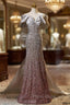 Gray Mermaid Sequins Off the Shoulder Formal Prom Dresses