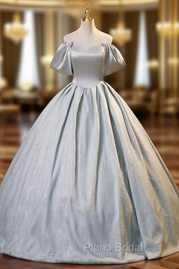 Gray Satin Off the Shoulder Quinceanera Dresses Main image