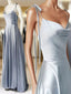Gray Satin Spaghetti Straps Formal Prom Dresses