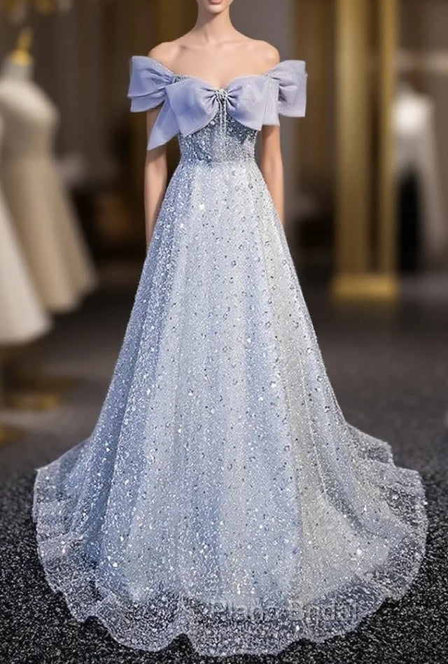 Gray Spaghetti Straps Tulle Sequins Beading Formal Prom Dresses Main image