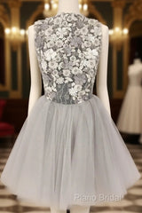 Gray Tulle Homecoming Dresses