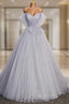 Gray Tulle Sequins Off the Shoulder Pleats Formal Prom Dresses