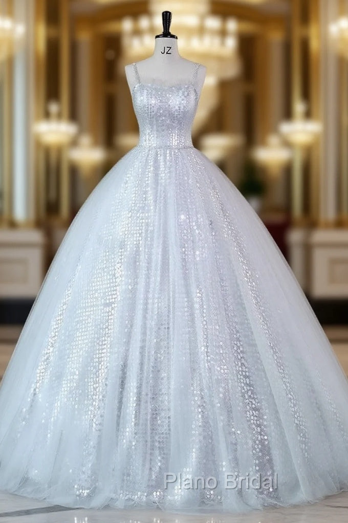 Gray Tulle Sequins Straps Quinceanera Dresses Main image