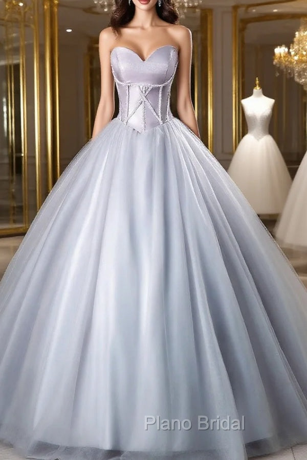 Gray Tulle Sweetheart Beading Quinceanera Dresses Main image