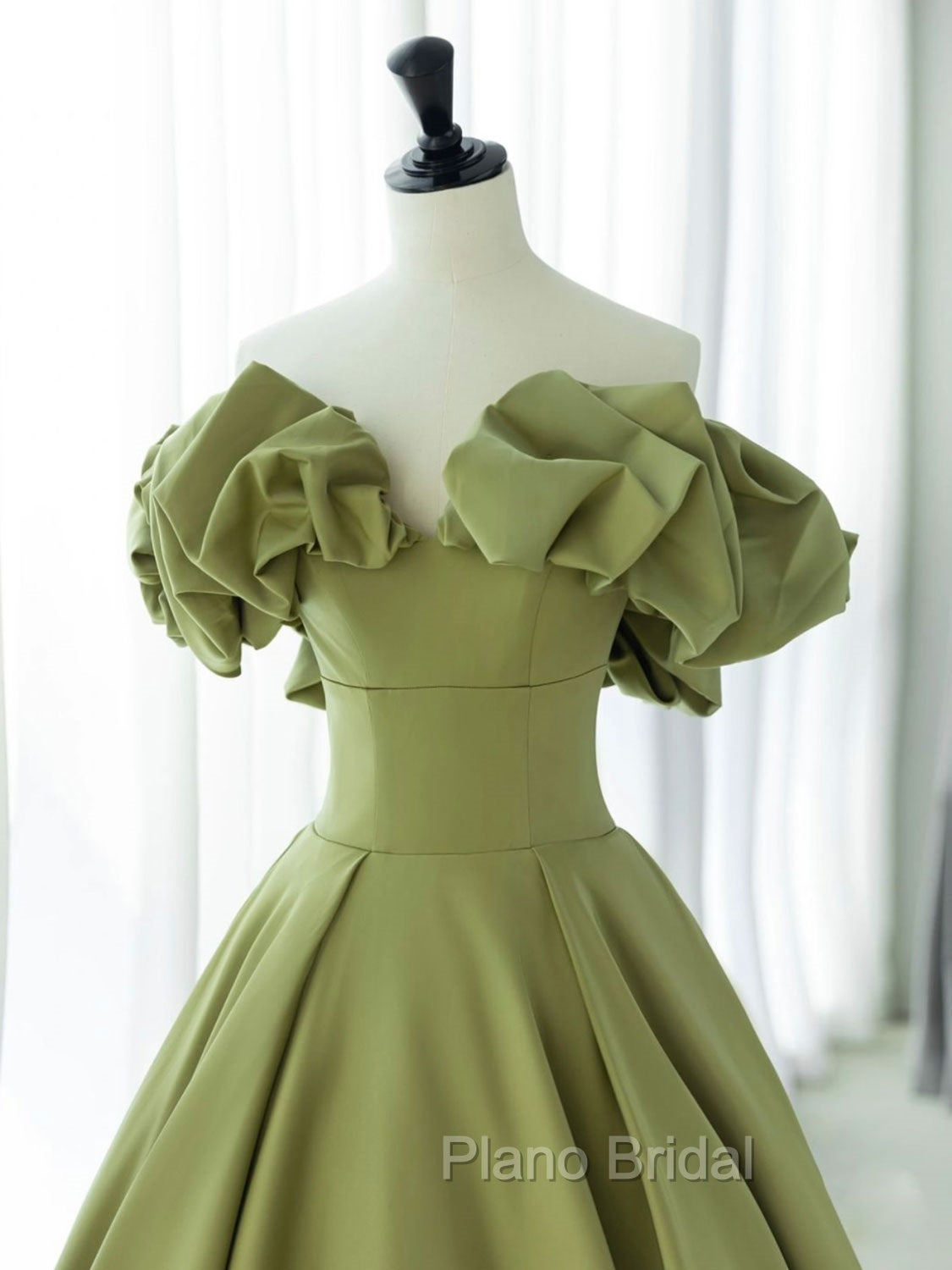 Green A-Line Satin Long Formal Prom Dresses, Green Formal Evening Dresses Secondary image