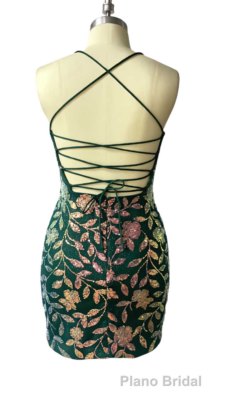 Cute Bodycon V Neck Blue Lace Homecoming Dresses