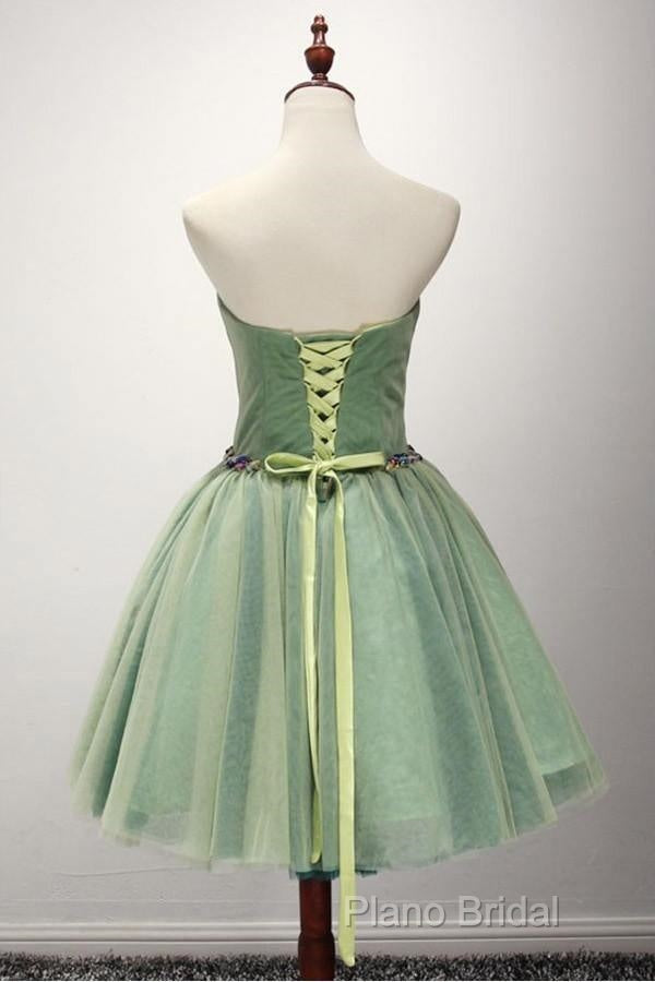 Green Ball-Gown Sweetheart Short Tulle Homecoming Dresses With Beading Secondary image