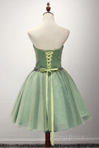 Green Ball-Gown Sweetheart Short Tulle Homecoming Dresses With Beading