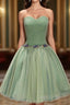 Green Ball-Gown Sweetheart Short Tulle Homecoming Dresses With Beading
