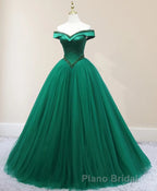 Green Beading Off the Shoulder Floor Length Quinceanera Dresses