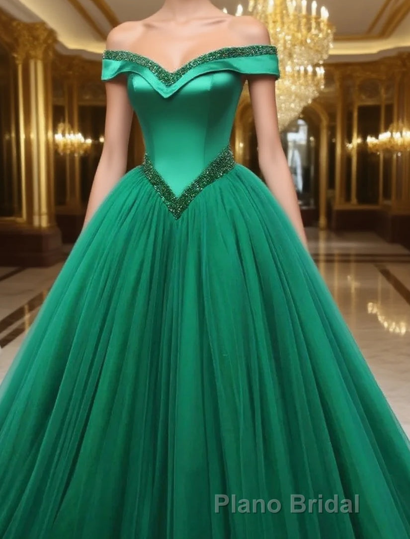 Green Beading Off the Shoulder Floor Length Quinceanera Dresses Main image