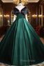 Green Black Satin V-neck Quinceanera Dresses