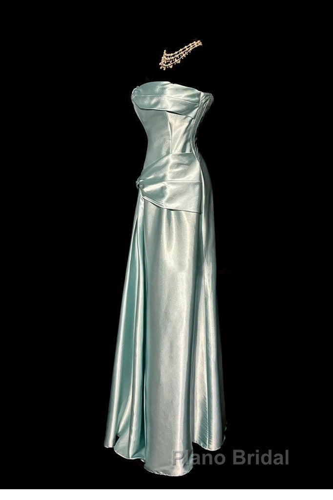 Green Bodycon Dresses Strapless Satin Long Formal Prom Dresses Simple Evening Dresses Secondary image