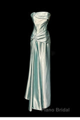 Green Bodycon Dresses Strapless Satin Long Formal Prom Dresses Simple Evening Dresses