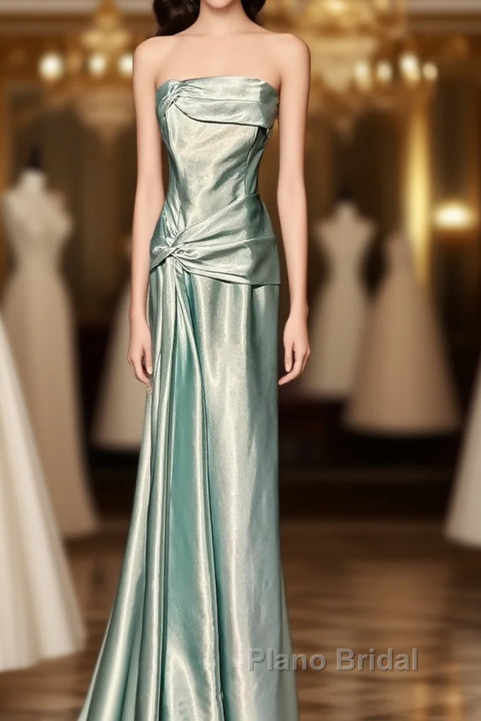 Green Bodycon Dresses Strapless Satin Long Formal Prom Dresses Simple Evening Dresses Main image