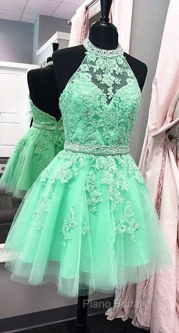 Green Lace Short Formal Prom Dresses, Green Homecoming Dresses Secondary image