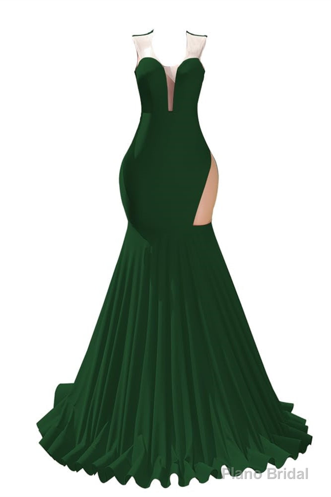 Green Prom Dresses Sexy Mermaid Women Evening Dress Sleeveless Open Back Main image