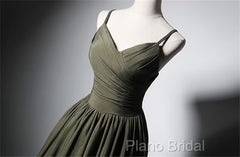 Green Satin Straps Long Wedding Party Dresses, Green Long Formal Prom Dresses Formal Dresses