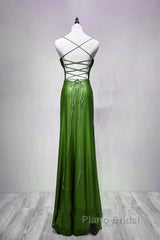 Green Straps Lace-Up Formal Dresses Evening Dresses, Green Spandex Formal Prom Dresses