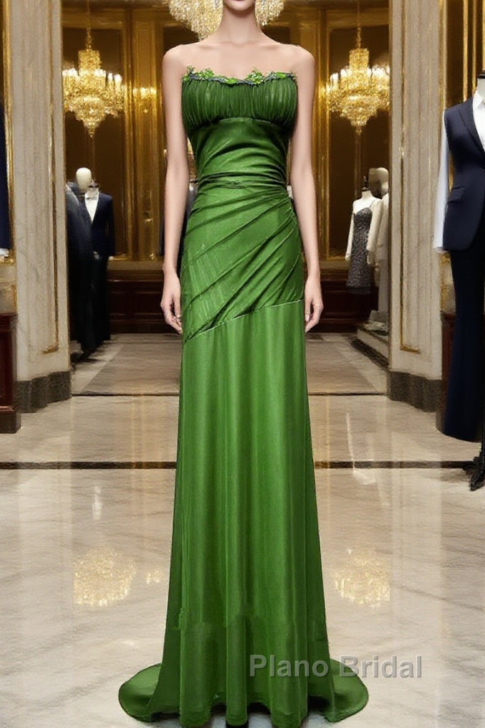 Green Straps Lace-Up Formal Dresses Evening Dresses, Green Spandex Formal Prom Dresses Main image