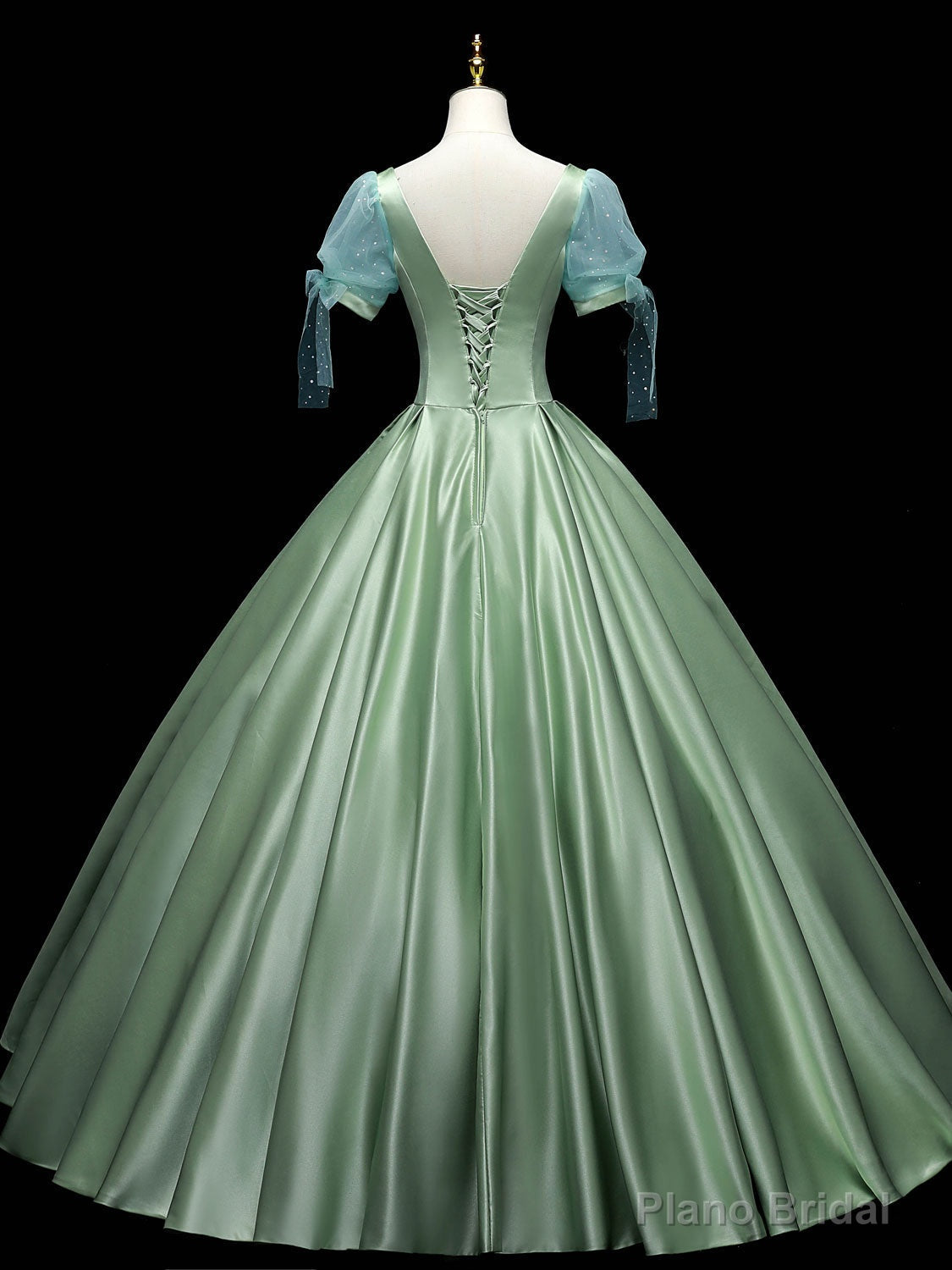 Green Sweetheart Neck Satin Long Prom Dresses, Green Sweet 16 Dresses Secondary image