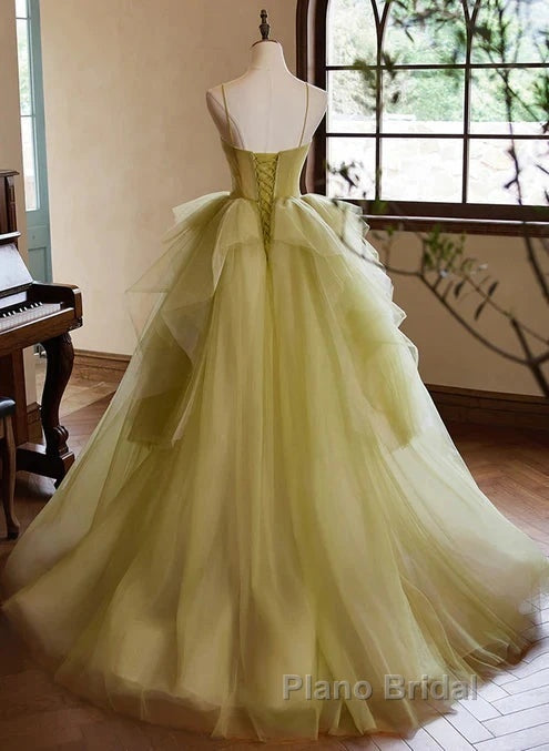 Green Sweetheart Straps Tulle Long Party Dresses Formal Prom Dresses A Line December Wedding Guest Dresses Secondary image