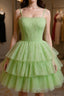 Green Tulle Short Formal Prom Dress, Cute Green Homecoming Dresses